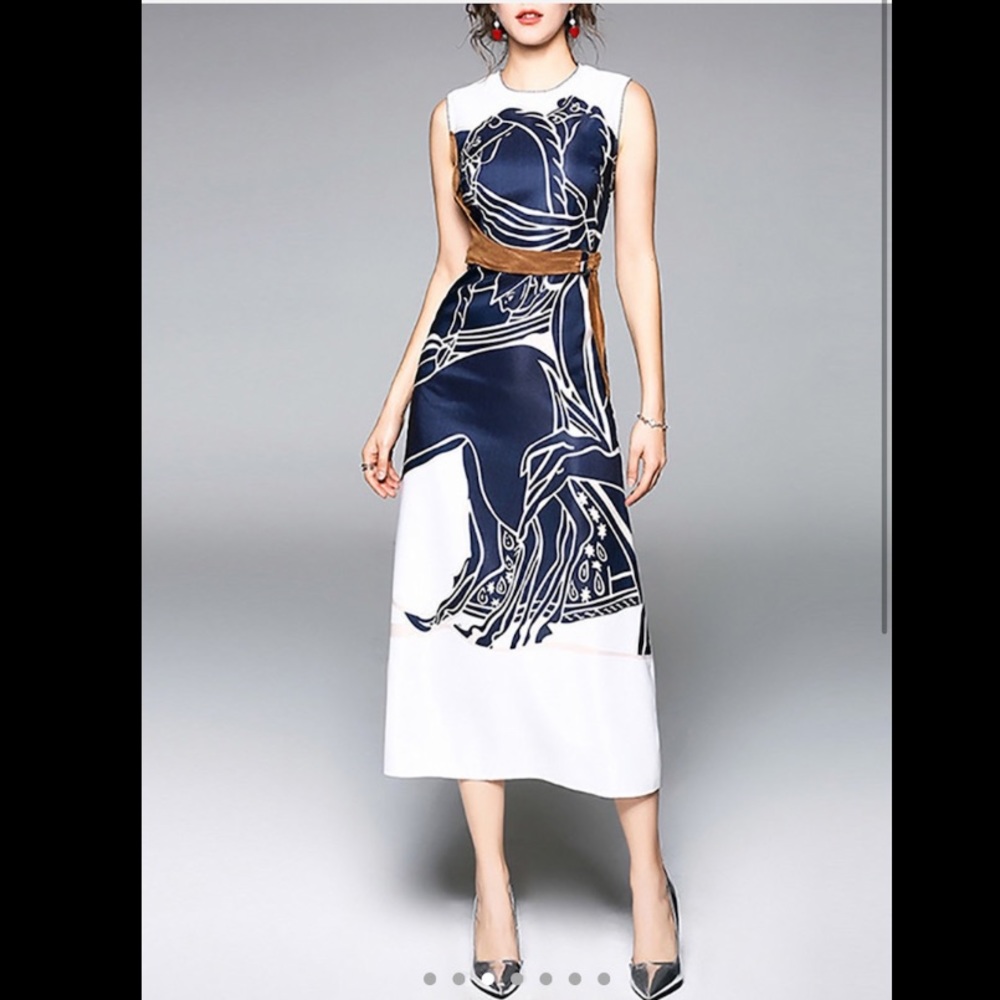 Equestrian A line belted dress